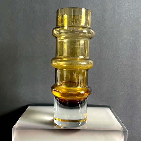 Svensk Form Seda Sweden Bo Borgstrom Bamboo Glass Vase - Picture 2 of 16